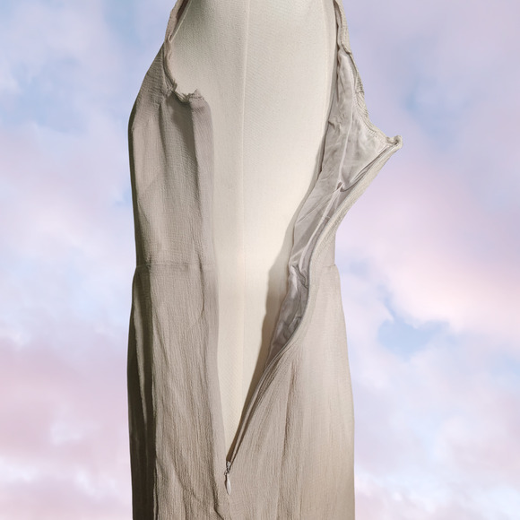 Burberry London Off White Taupe Gauze Light Midi Tank Button Up  Summer Dress XS - Picture 5 of 9